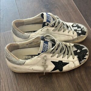 Golden Goose White and Black Sneakers with Black Star